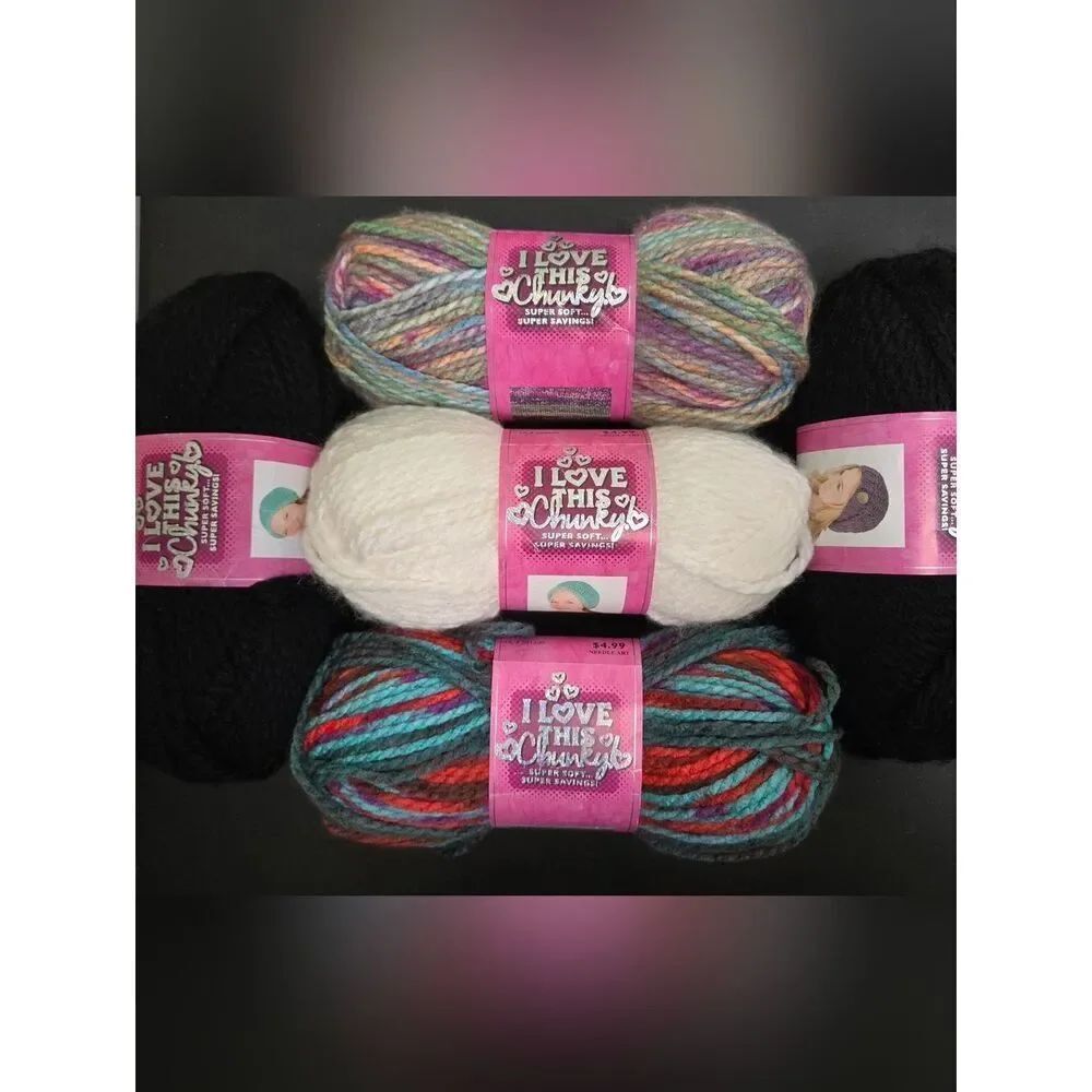 I Love This Chunky Yarn Bundle - Multicolor, Cream, Black